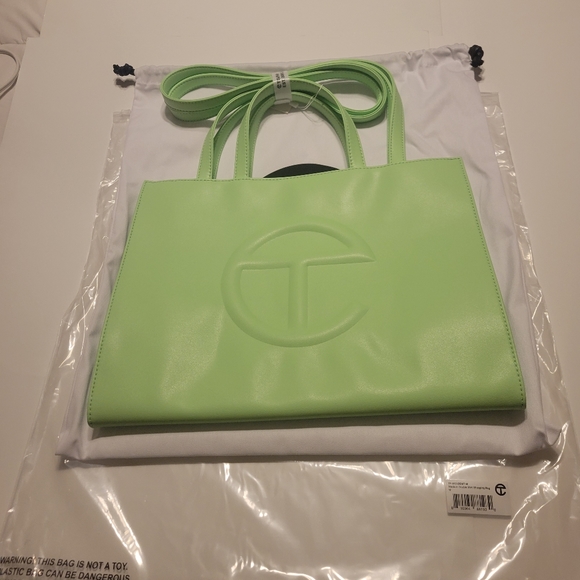 Medium Double Mint Shopping Bag- Green - Picture 13 of 16